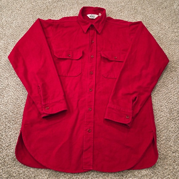 Woolrich Other - Woolrich Chamois Flannel Shirt Men's Large Red Button Up Vintage 70s 80s USA